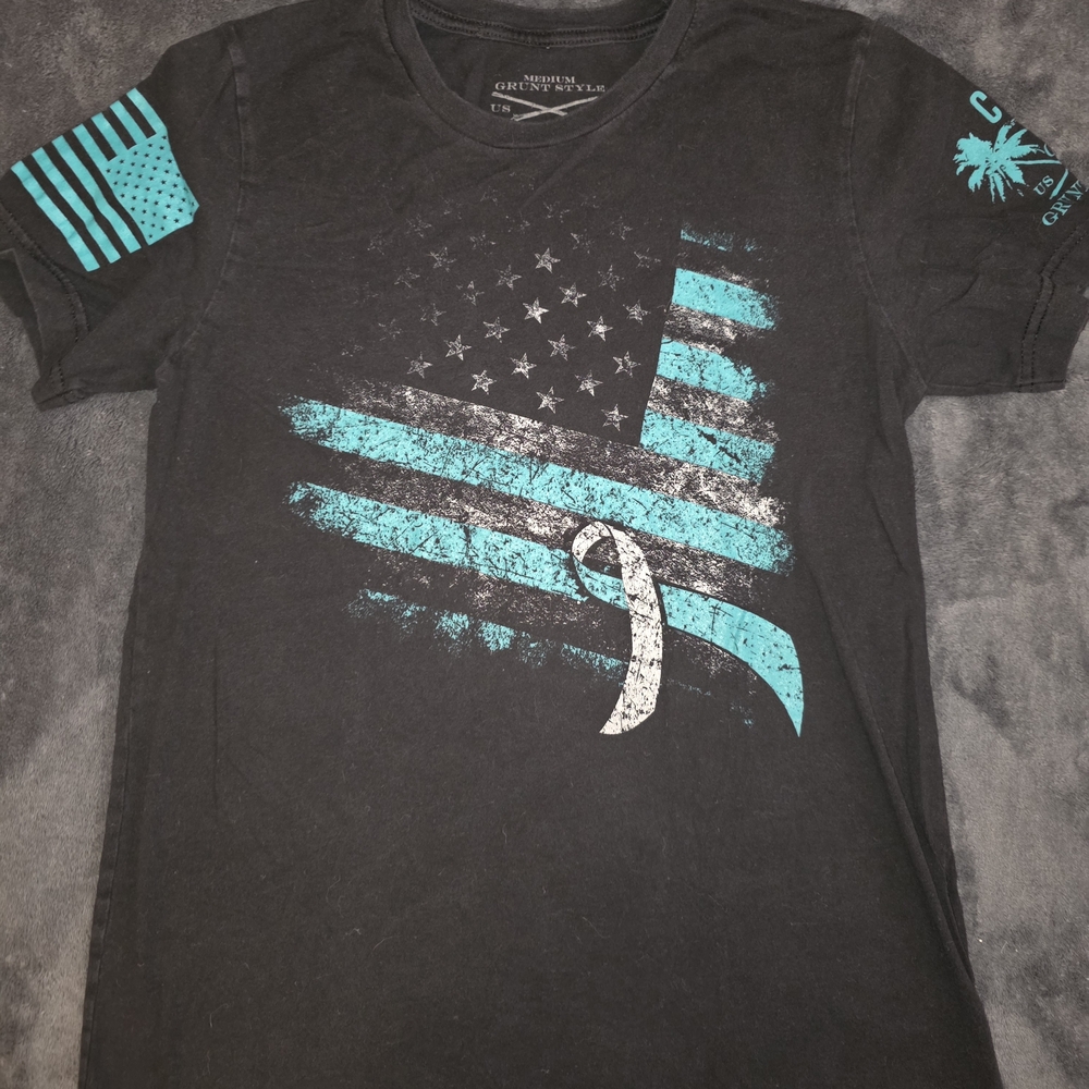 Grunt Style Black T-Shirt with PTSD Ribbon